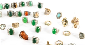 SILVER AND GOLD TONED COSTUME RINGS - LOT OF 30+