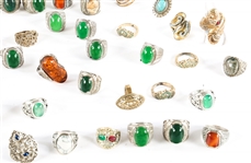 SILVER AND GOLD TONED COSTUME RINGS - LOT OF 30+