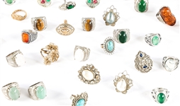SILVER AND GOLD TONED COSTUME RINGS - LOT OF 30+