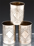RUSSIAN 84 SILVER ETCHED VODKA CUPS