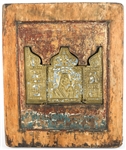 BYZANTINE STYLE TRIPTYCH TRAVELING ICON IN WOOD