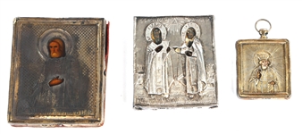 RUSSIAN ORTHODOX MINIATURE 84 SILVER ICONS