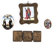 RUSSIAN ORTHODOX PORCELAIN & BRASS MINIATURE ICONS