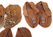 NATIVE AMERICAN LEATHER MOCCASINS WITH BEADWORK