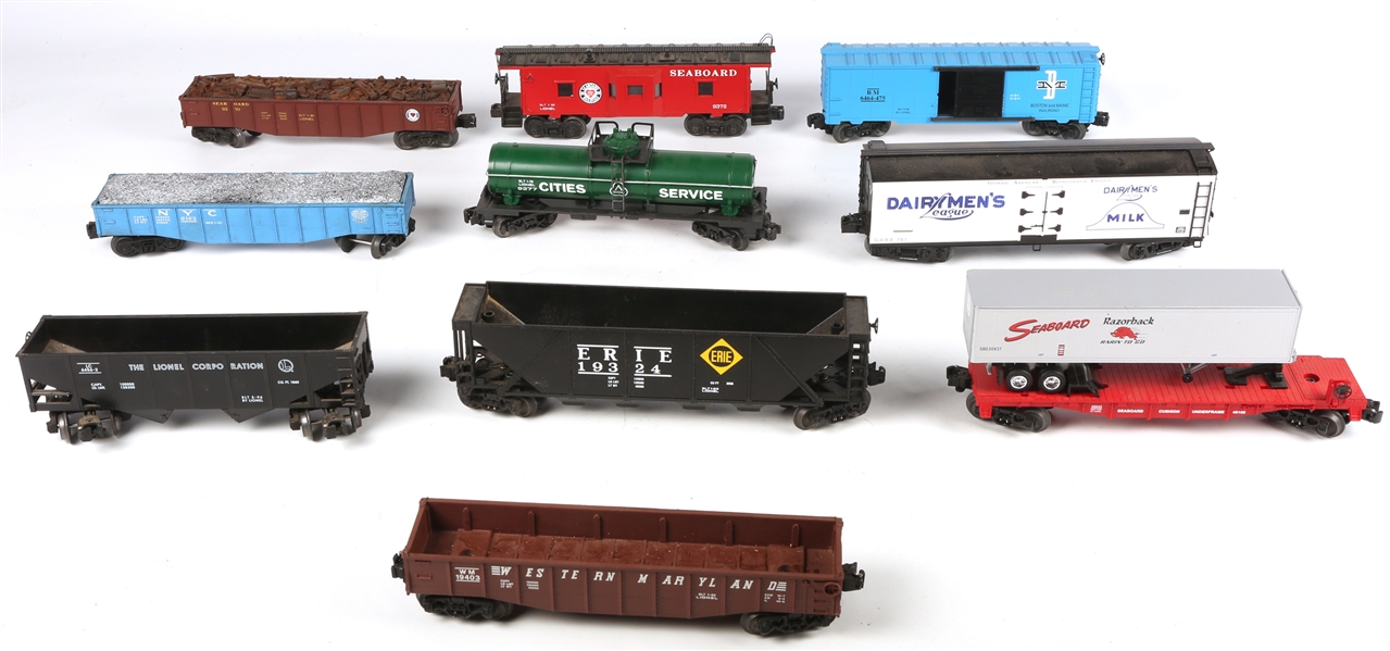 LIONEL O GAUGE MODEL TRAIN CAR - LOT OF 10