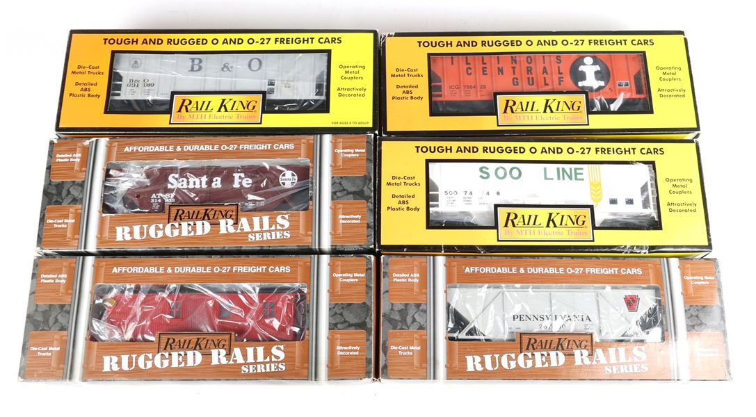 RAIL KING O GAUGE MODEL TRAIN CARS - LOT OF 6