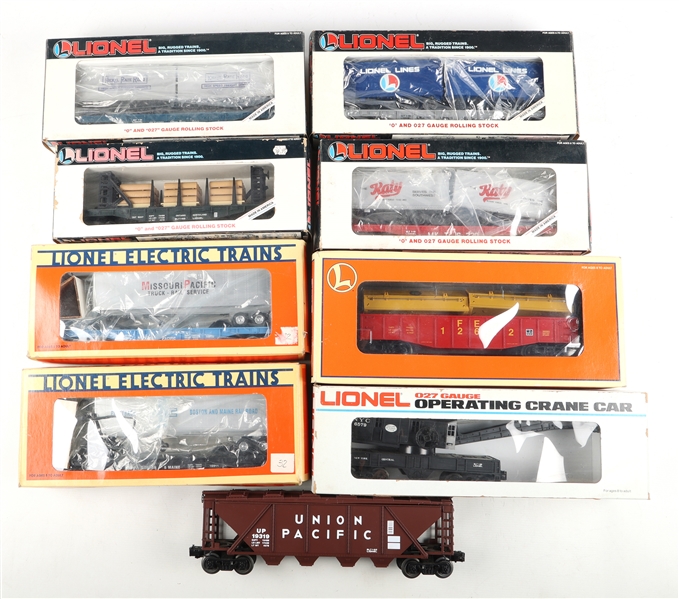 LIONEL O GAUGE MODEL TRAIN CAR - LOT OF 9