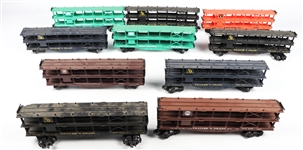 LIONEL O GAUGE MODEL TRAIN AUTO CARRIER - LOT OF 10