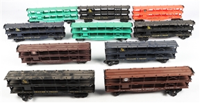 LIONEL O GAUGE MODEL TRAIN AUTO CARRIER - LOT OF 10