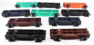 LIONEL O GAUGE MODEL TRAIN AUTO CARRIER - LOT OF 10