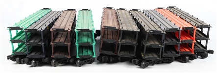 LIONEL O GAUGE MODEL TRAIN AUTO CARRIER - LOT OF 10