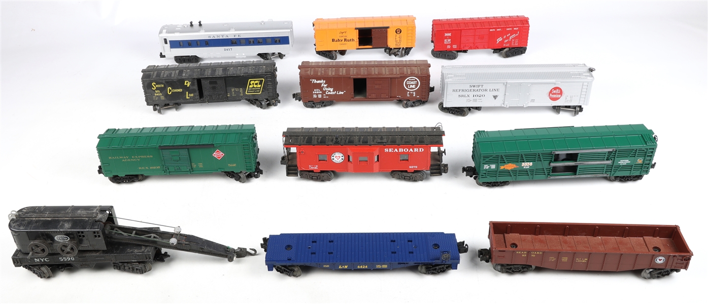 LIONEL O GAUGE MODEL TRAIN CAR - LOT OF 12