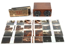 EARLY 20TH C. STEREOSCOPE BREVETE WITH GLASS SLIDES