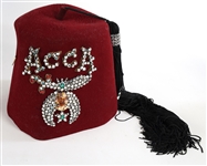 MASONIC SHRINER FEZ, BOLO TIE, & BOX