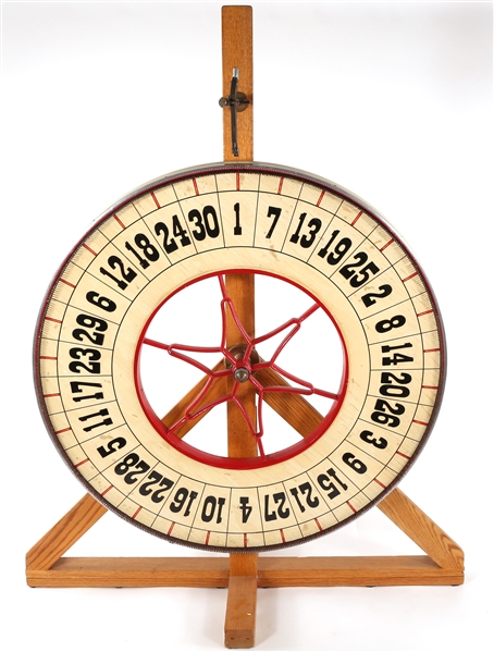 1930s HAND PAINTED WOOD GAMING WHEEL