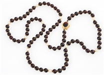 18K YELLOW GOLD BEADED GARNET & PEARL NECKLACE