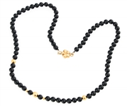 18K YELLOW GOLD & ONYX BEADED NECKLACE