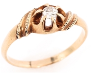 14K YELLOW GOLD 0.11 CT DIAMOND SOLITAIRE FASHION RING