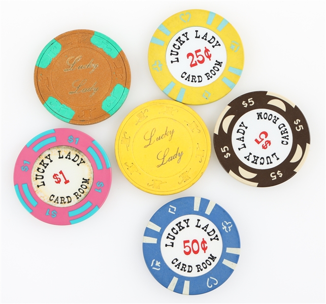 LUCKY LADY CARD ROOM SAN DIEGO CALIFORNIA POKER CHIPS
