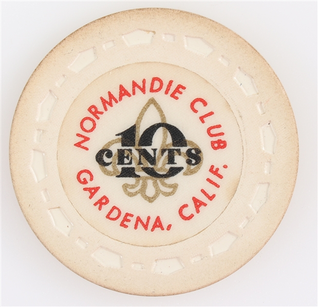 NORMANDIE CLUB GARDENA CALIFORNIA 10C POKER CHIP