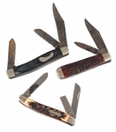 STAG & IMITATION STAG HANDLE POCKET KNIVES - LOT OF 8