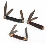 STAG & IMITATION STAG HANDLE POCKET KNIVES - LOT OF 8
