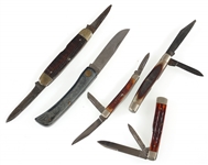 STAG & IMITATION STAG HANDLE POCKET KNIVES - LOT OF 8