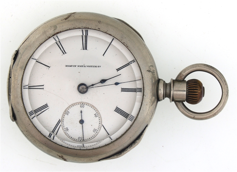 ELGIN G.M. WHEELER SILVERINE CASE POCKET WATCH