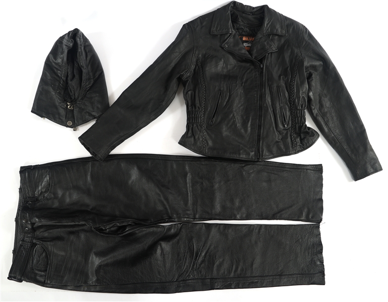 SILVER BIKE LEATHER JACKET, HOOD, & PANTS