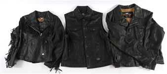 HARLEY DAVIDSON BLACK LEATHER JACKETS & VEST