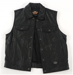 HARLEY DAVIDSON BLACK LEATHER JACKETS & VEST