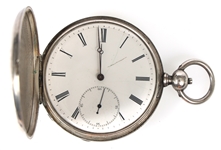 MENS SWISS .935 SILVER CASE POCKET WATCH