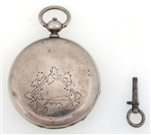 MEN'S SWISS .935 SILVER CASE POCKET WATCH