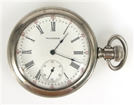 WALTHAM WHITE METAL CASE POCKET WATCH