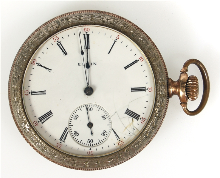 ELGIN WHITE METAL CASE POCKET WATCH