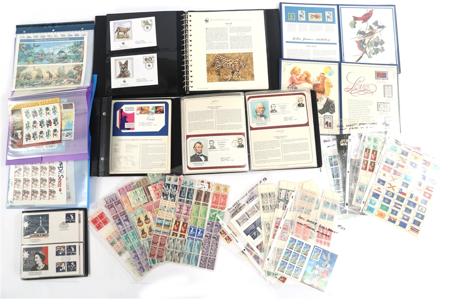 INTL. & U.S. FIRST DAY COVERS & UNUSED STAMPS SHEETS