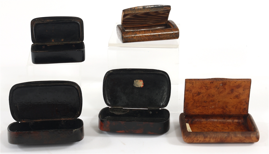 WOODEN TOBACCO BOXES - LOT OF FIVE