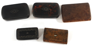WOODEN TOBACCO BOXES - LOT OF FIVE