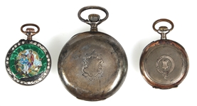 .800 SILVER CASE POCKET WATCHES - FOR PARTS OR REPAIRS