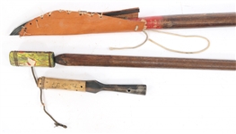 BOWS, ARROW, SPEAR HEAD, AND SPEARS - LOT OF 6