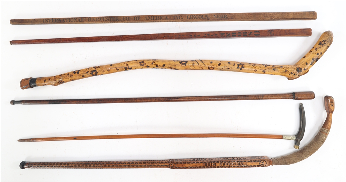 WALKING STICKS & CANE - LOT OF 6