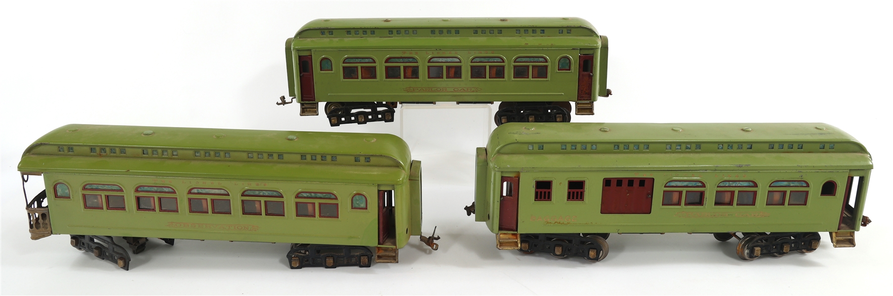 REPAINTED STANDARD GAUGE MODEL TRAIN CARS - LOT OF THREE