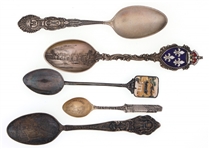 STERLING SILVER DECORATIVE SOUVENIR SPOONS - LOT OF 5