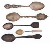 STERLING SILVER DECORATIVE SOUVENIR SPOONS - LOT OF 5