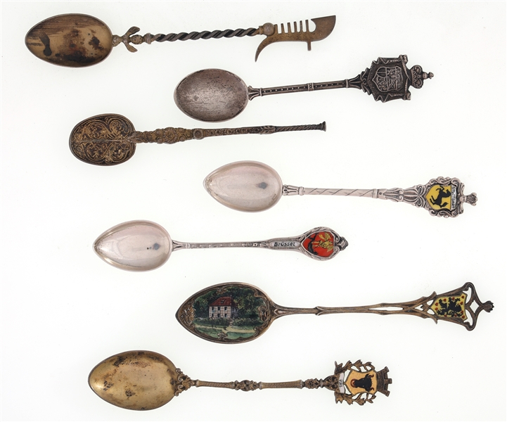 .800 SILVER DECORATIVE DEMITASSE SPOONS - LOT OF 7