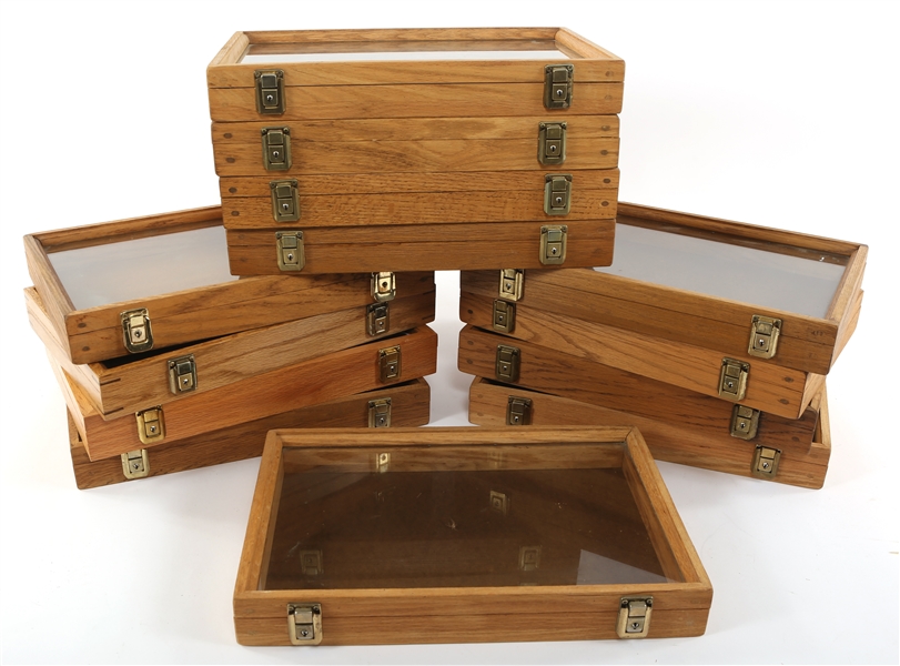 WOOD DISPLAY BOXES - LOT OF 13
