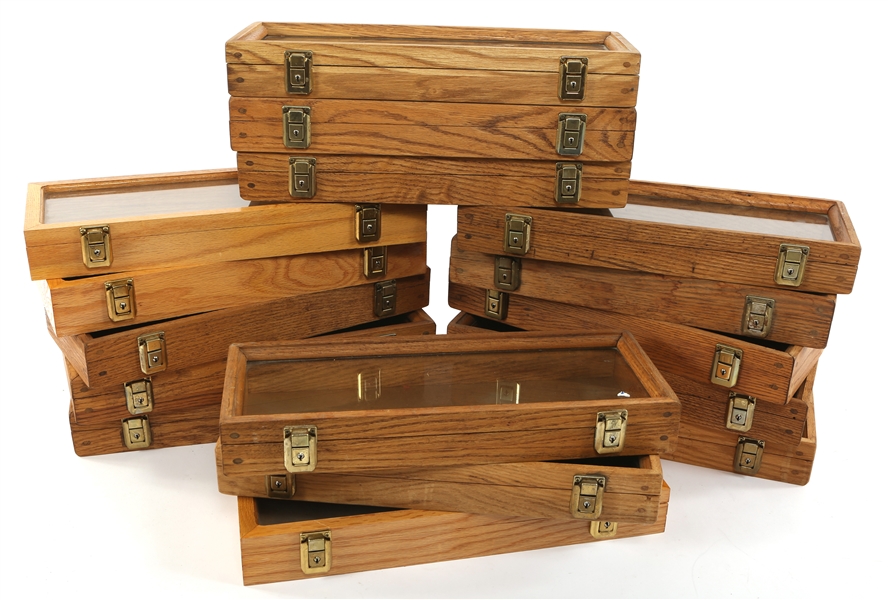 WOOD DISPLAY BOXES- LOT OF 16