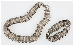 NICKEL SILVER BOOK CHAIN NECKLACE AND BRACELET