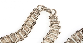 NICKEL SILVER BOOK CHAIN NECKLACE AND BRACELET