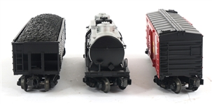 MODEL TRAIN CARS, BRITAINS FIGURINES, & TIN DUMP TRUCK